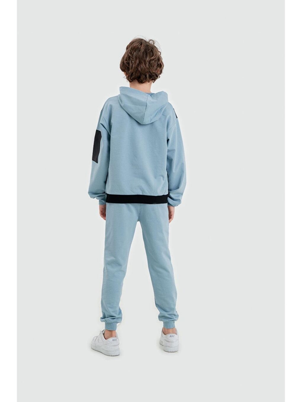 Mışıl Kids Mavi If Not Now Then When Baskılı Kapüşonlu Alt Üst Erkek Çocuk Sweatshirt Eşofman Takımı - 3