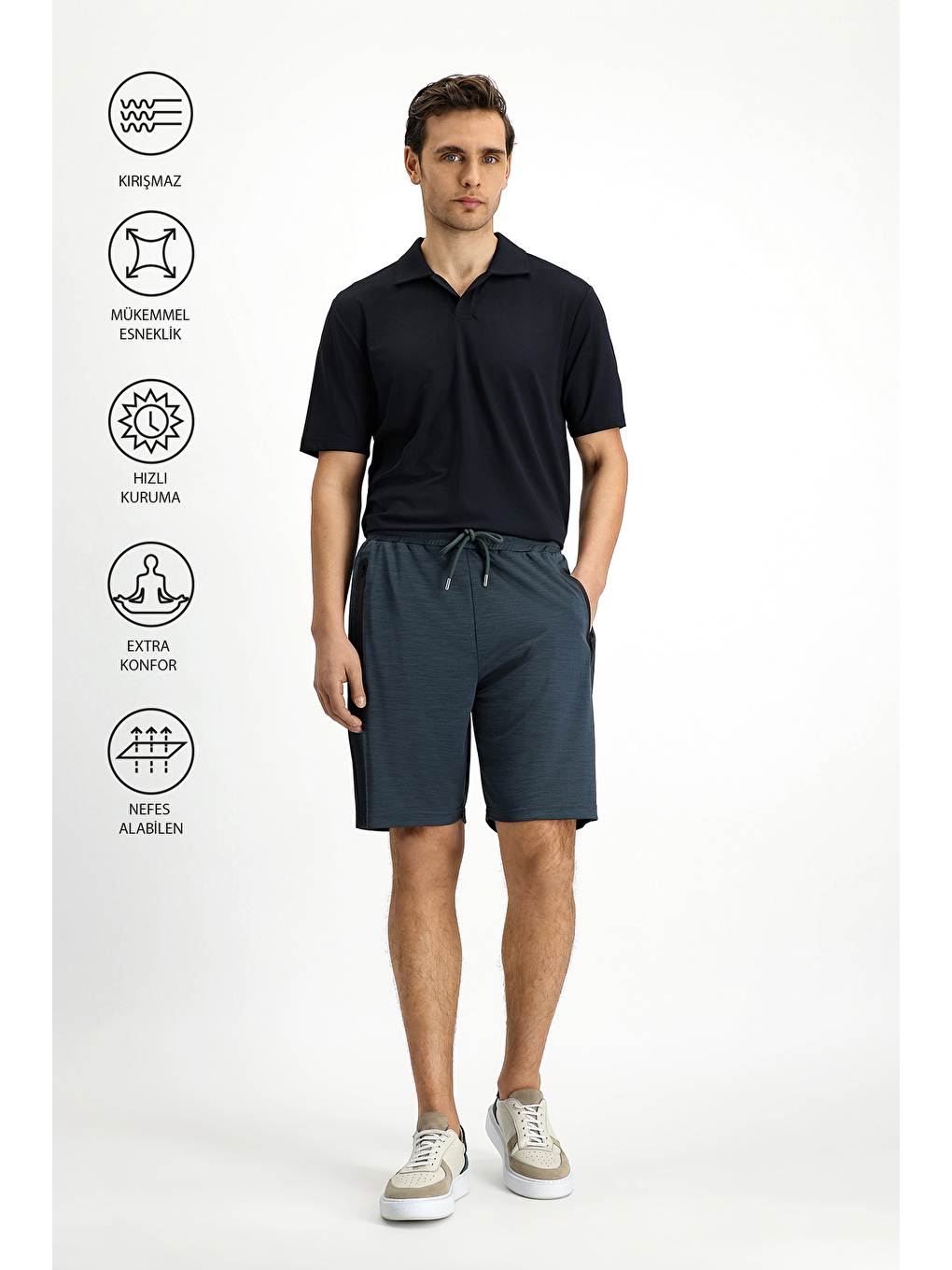 Antrasit Örme Spor Şort