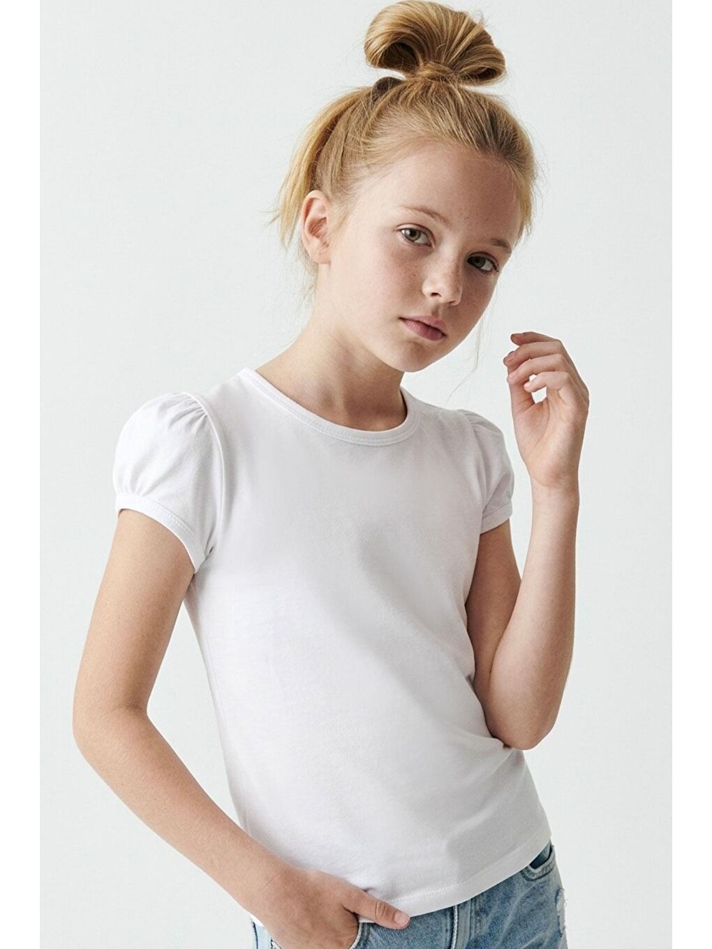 Kız Çocuk Tişört Basic Beyaz (8-14 Yaş)-1