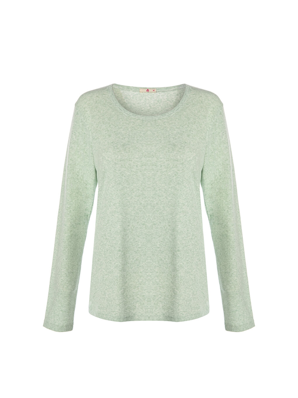 Gri Kadın Pamuklu Kaşkorse Üst Etiket Detaylı Çizgili Pijama Takımı-1