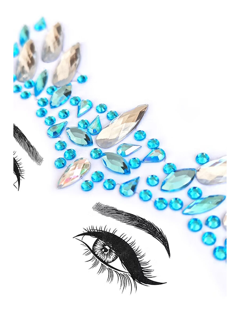 Mavi Tonları Elmas Model Kız Çocuk Yüz Sticker-1