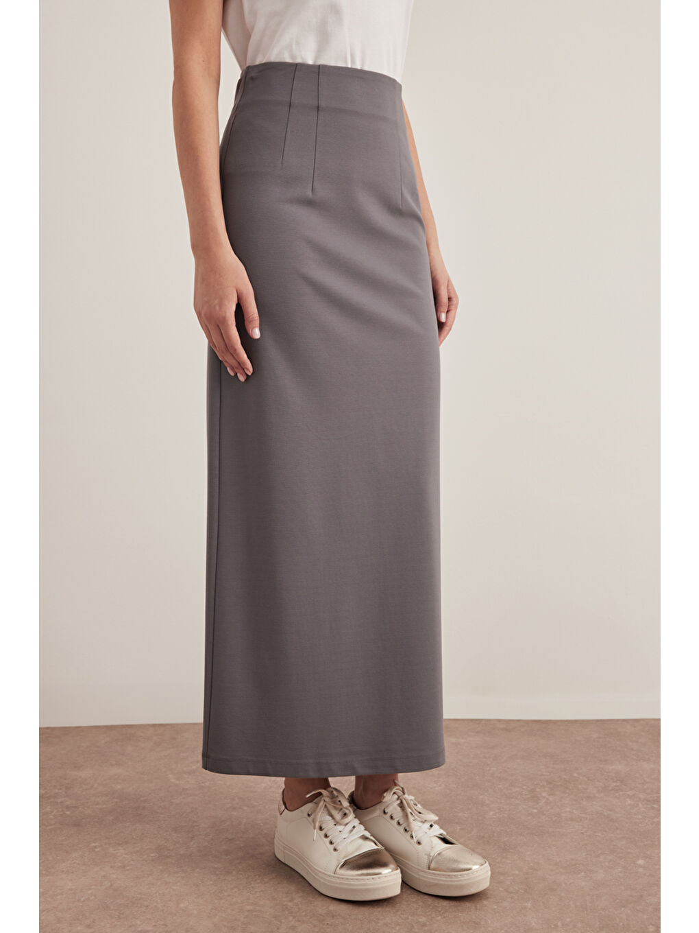 Gri Örme Kalem Etek-2