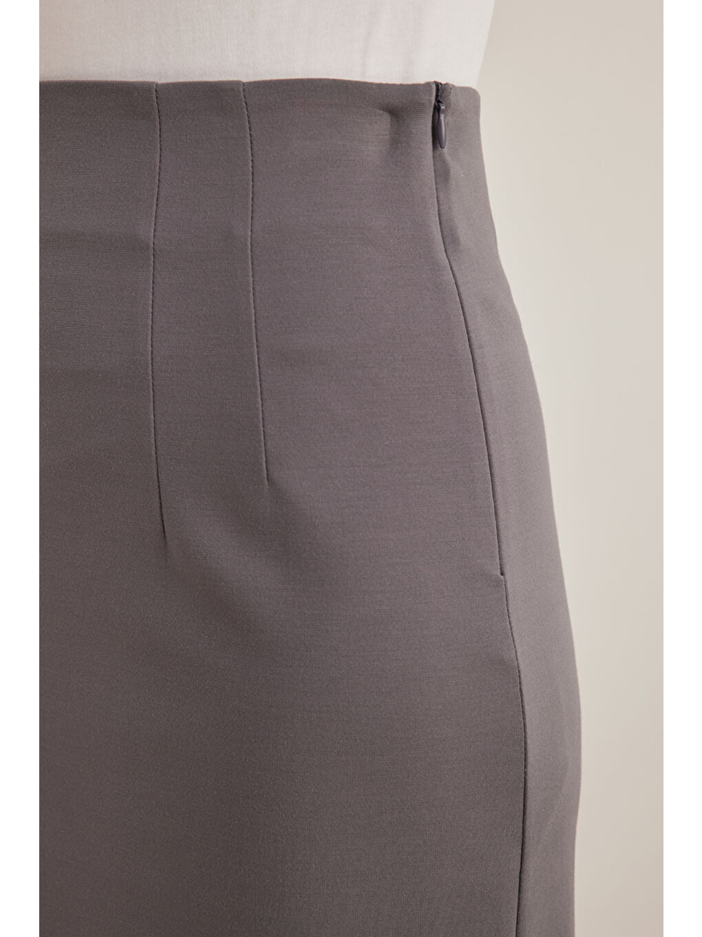 Gri Örme Kalem Etek-4