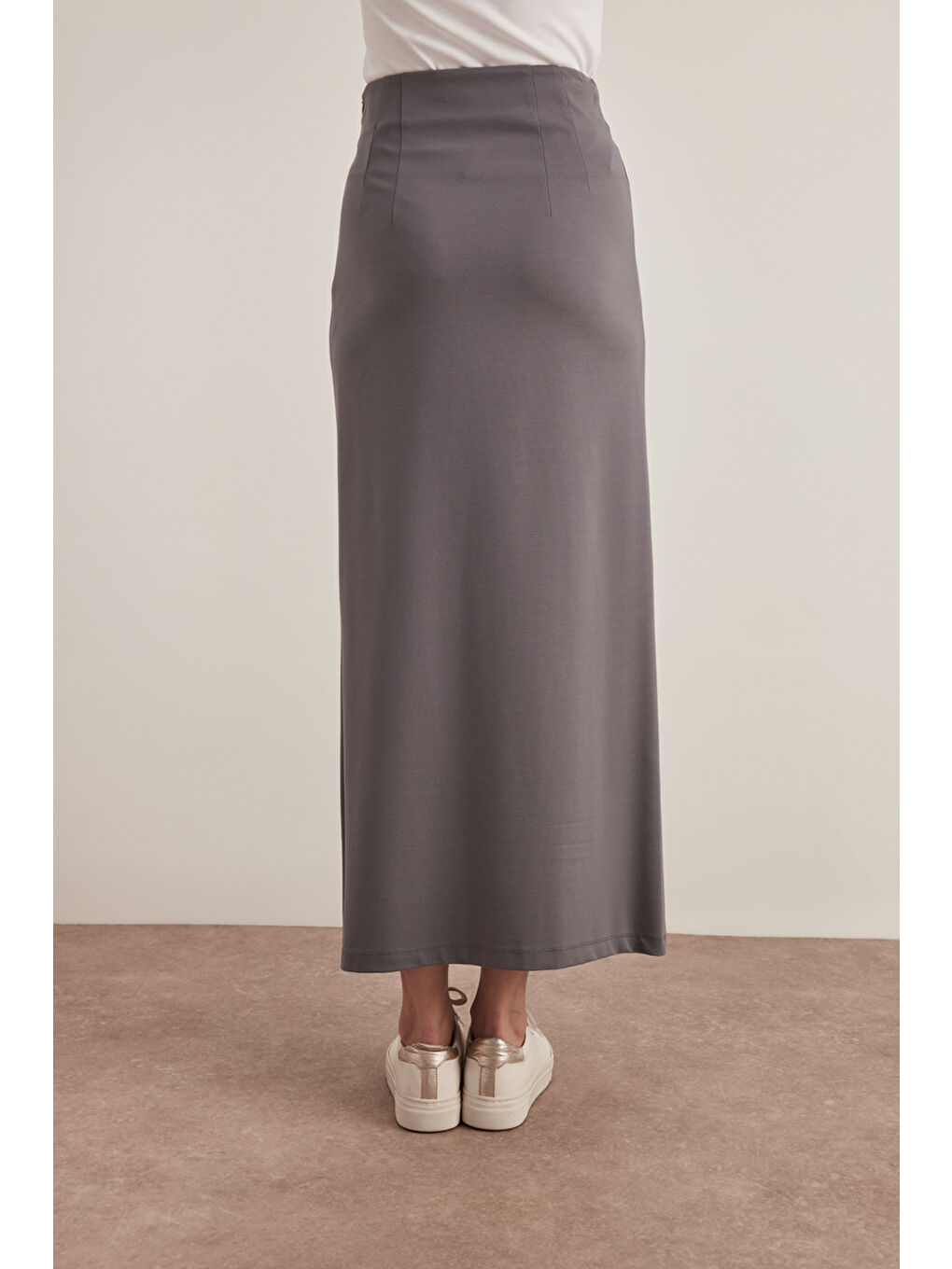 Gri Örme Kalem Etek-5