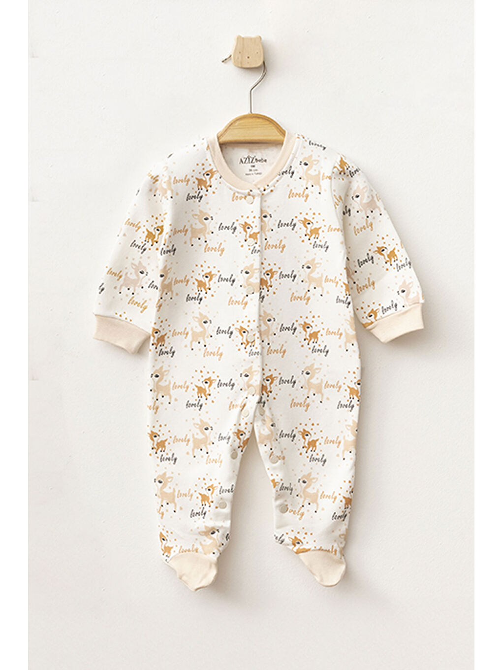 Bej Kız Bebek Animal Desenli % 100 Pamuk 10' Lu Hastane Çıkış Seti 0 Ay - 3 Ay-1