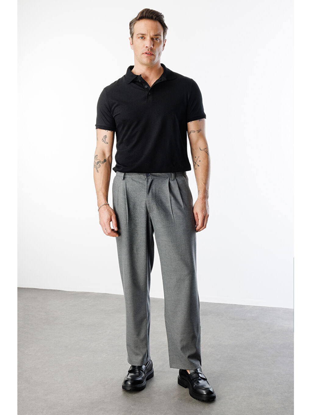 Antrasit Baggy Fit Kumaş Erkek Pantolon -KUMAŞ-Erkek Pantolon-1