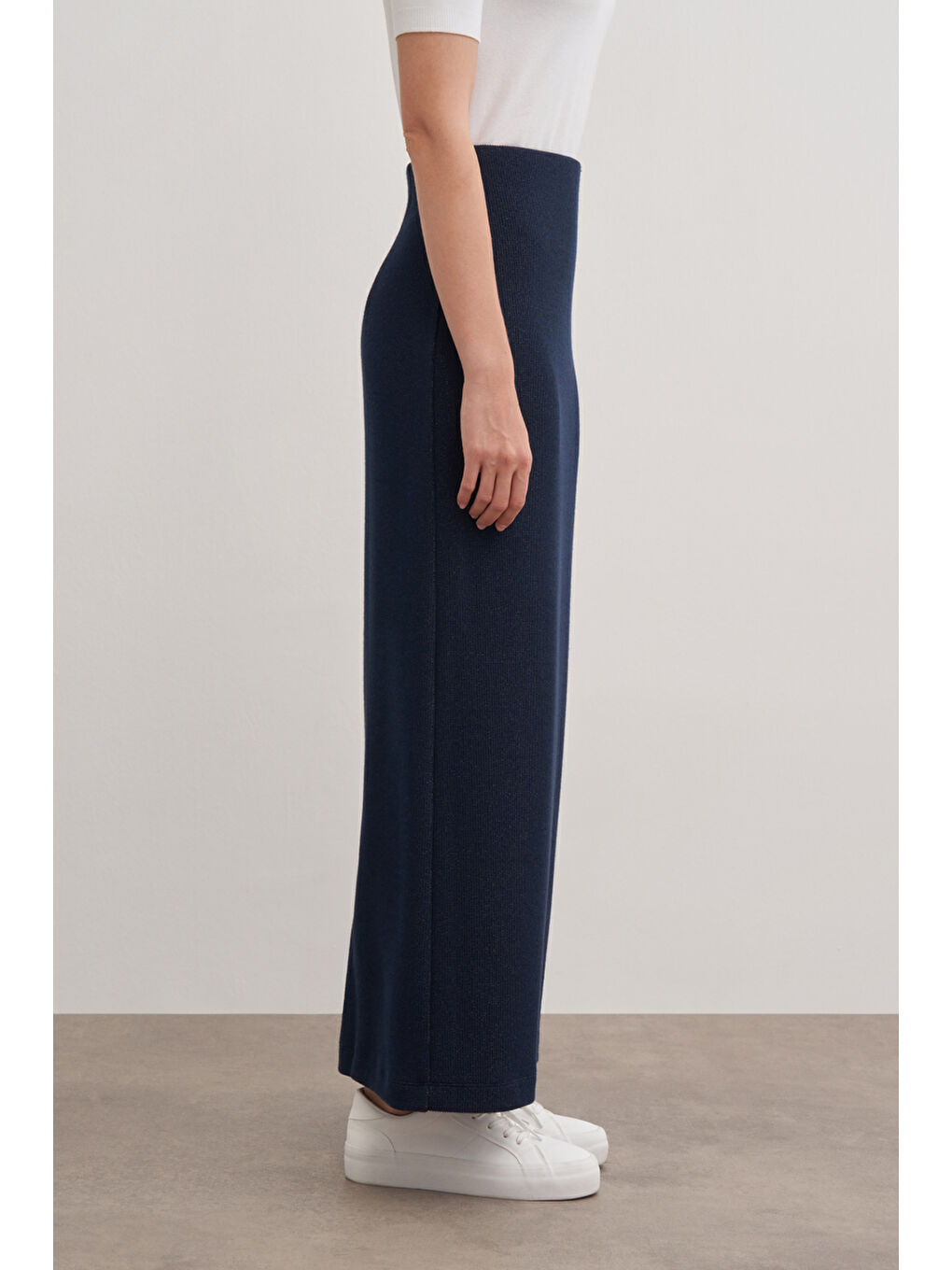 Lacivert Örme Simli Kalem Etek-3