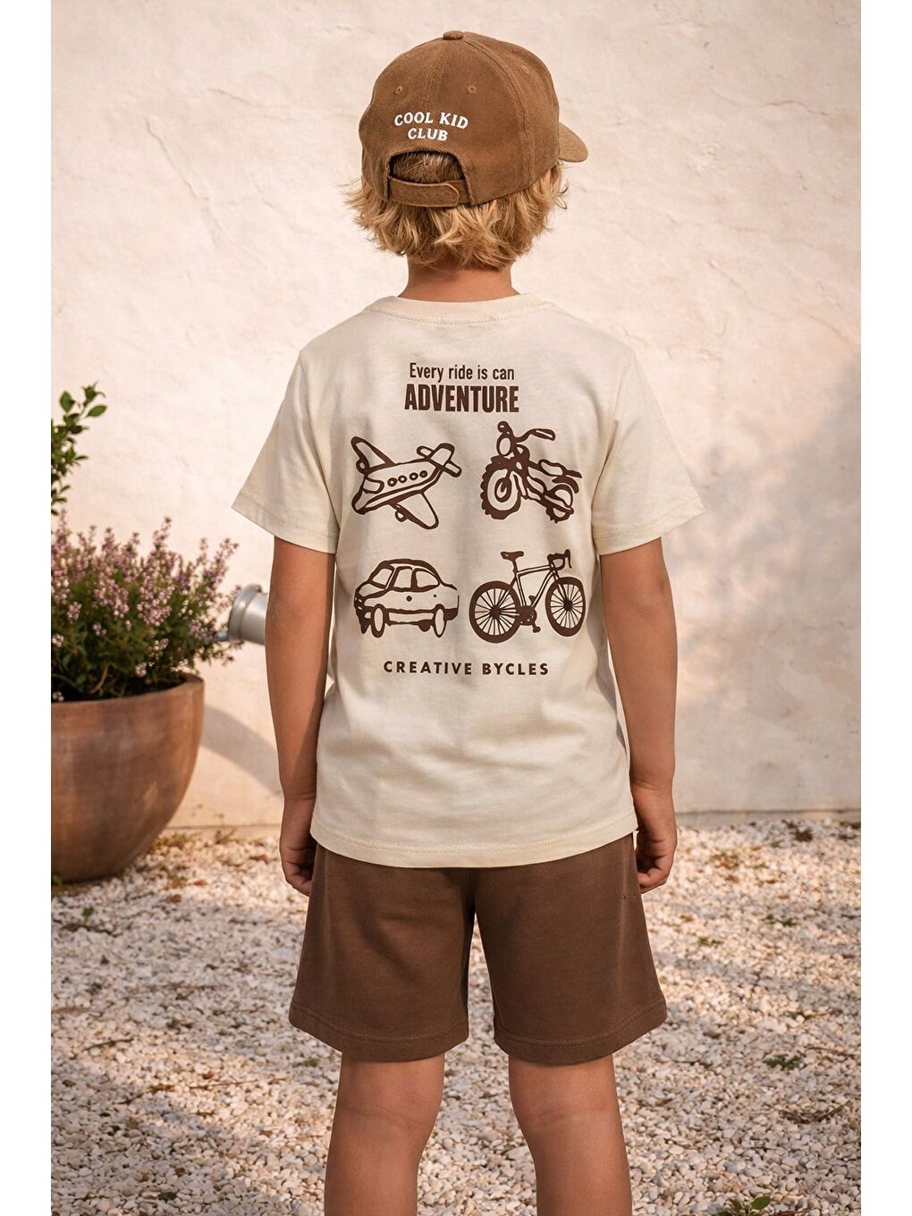 Antrasit Erkek Çocuk Pamuklu Sırtı Baskılı Cep Detaylı T-Shirt Ve Şort Alt Üst Takım-1