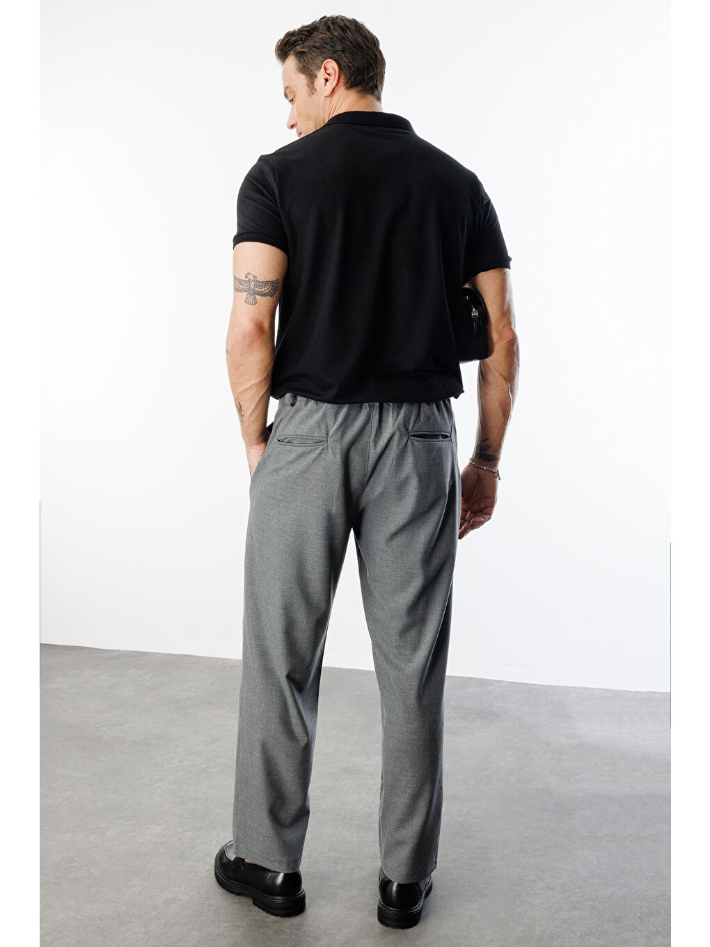 Antrasit Baggy Fit Kumaş Erkek Pantolon -KUMAŞ-Erkek Pantolon-5