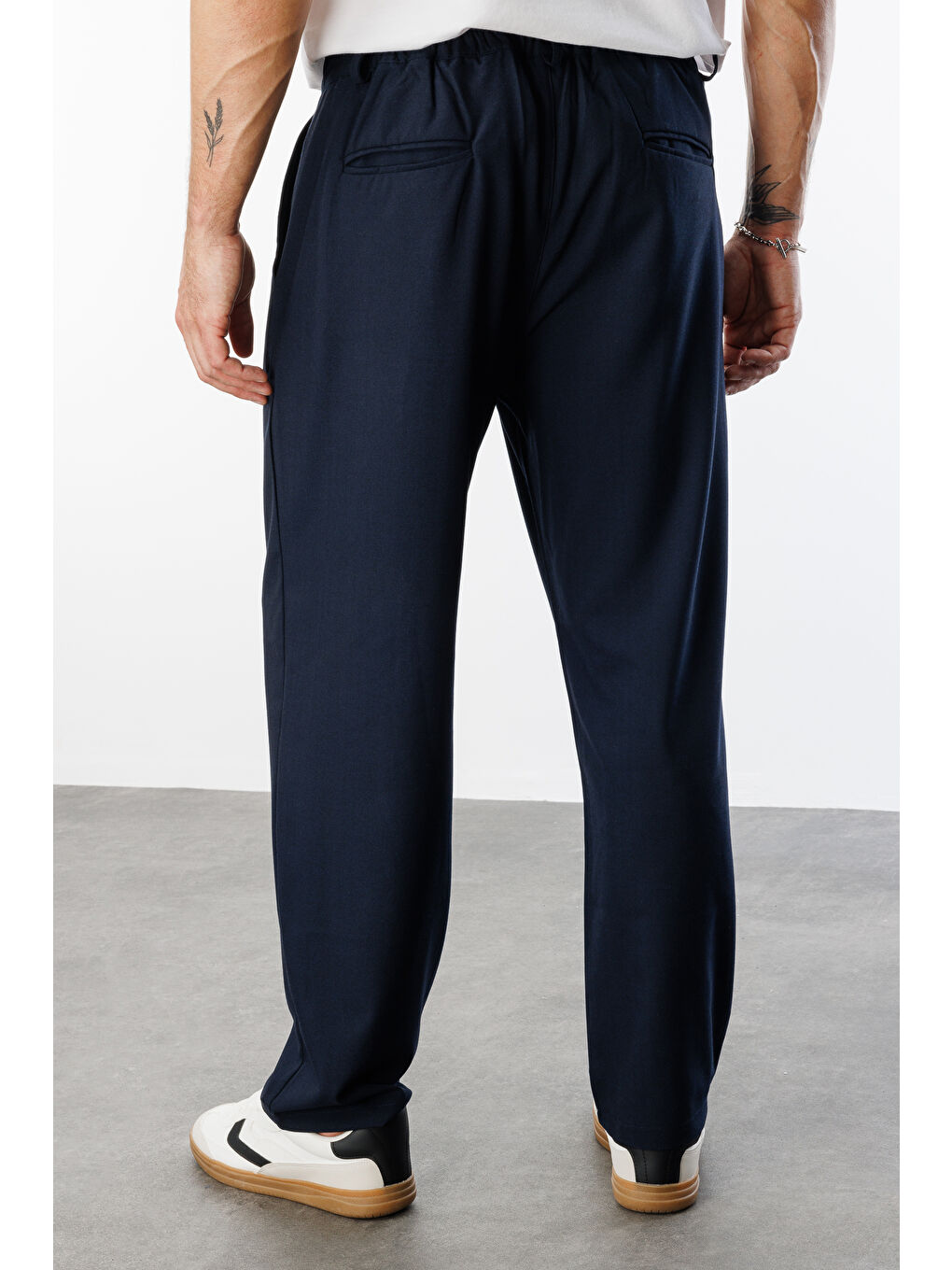 Lacivert Baggy Fit Kumaş Erkek Pantolon -KUMAŞ-Erkek Pantolon-5