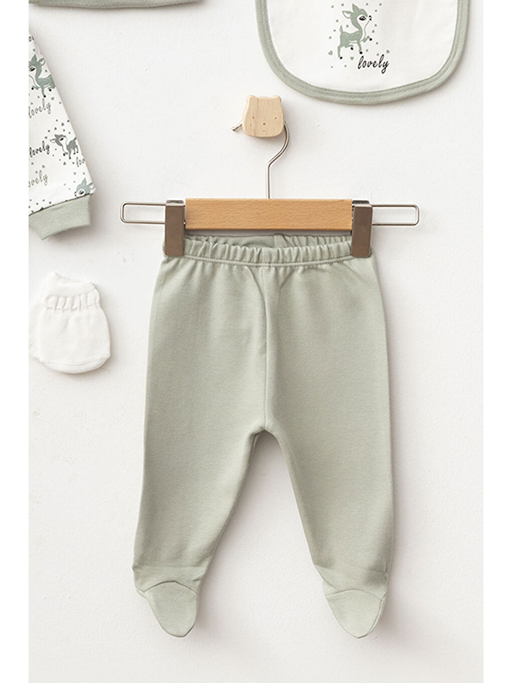 Yeşil Kız Bebek Animal Desenli % 100 Pamuk 5' Li Hastane Çıkış Seti 0 Ay - 3 Ay-2