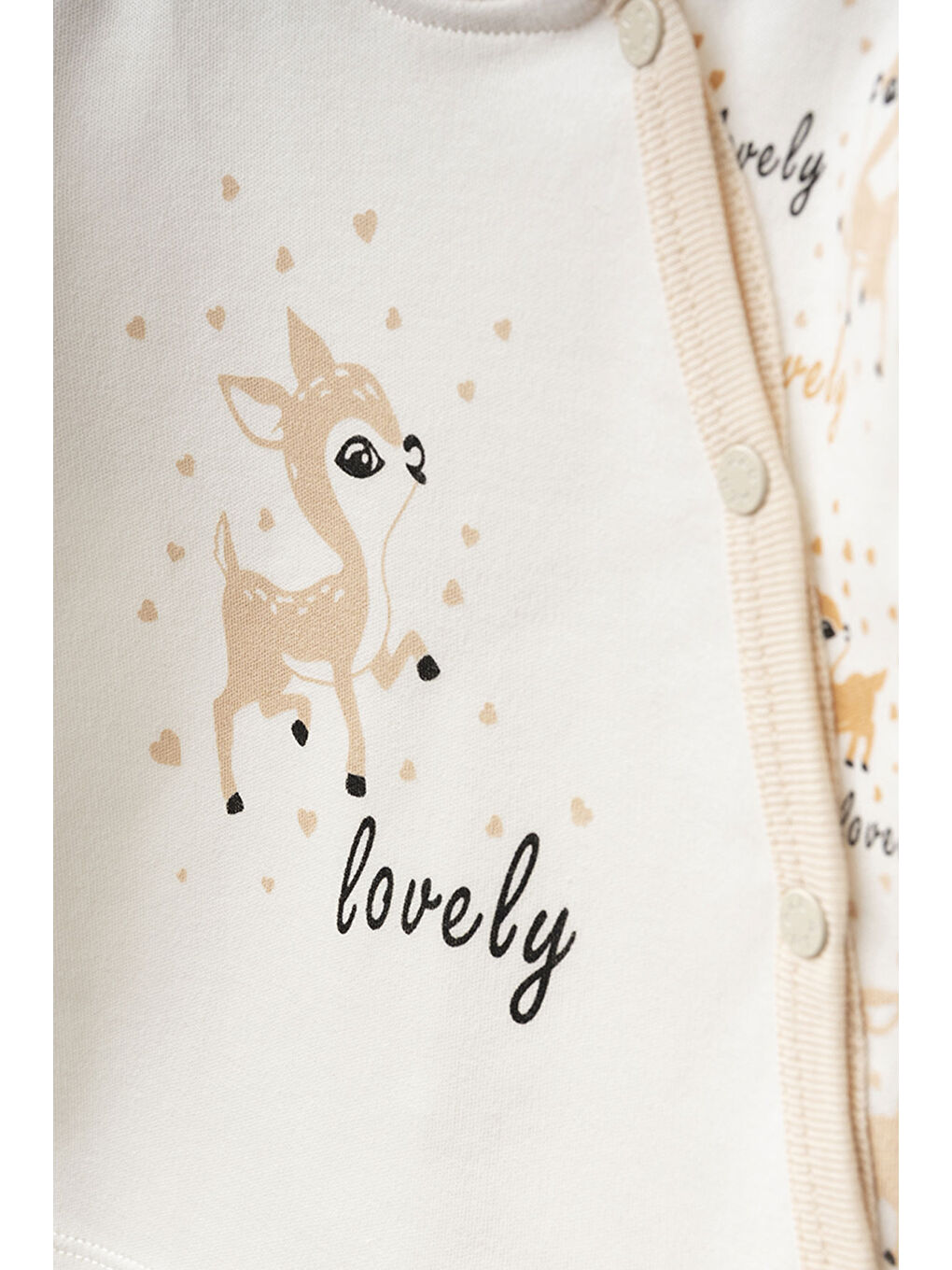 Bej Kız Bebek Animal Desenli % 100 Pamuk 5' Li Hastane Çıkış Seti 0 Ay - 3 Ay-1