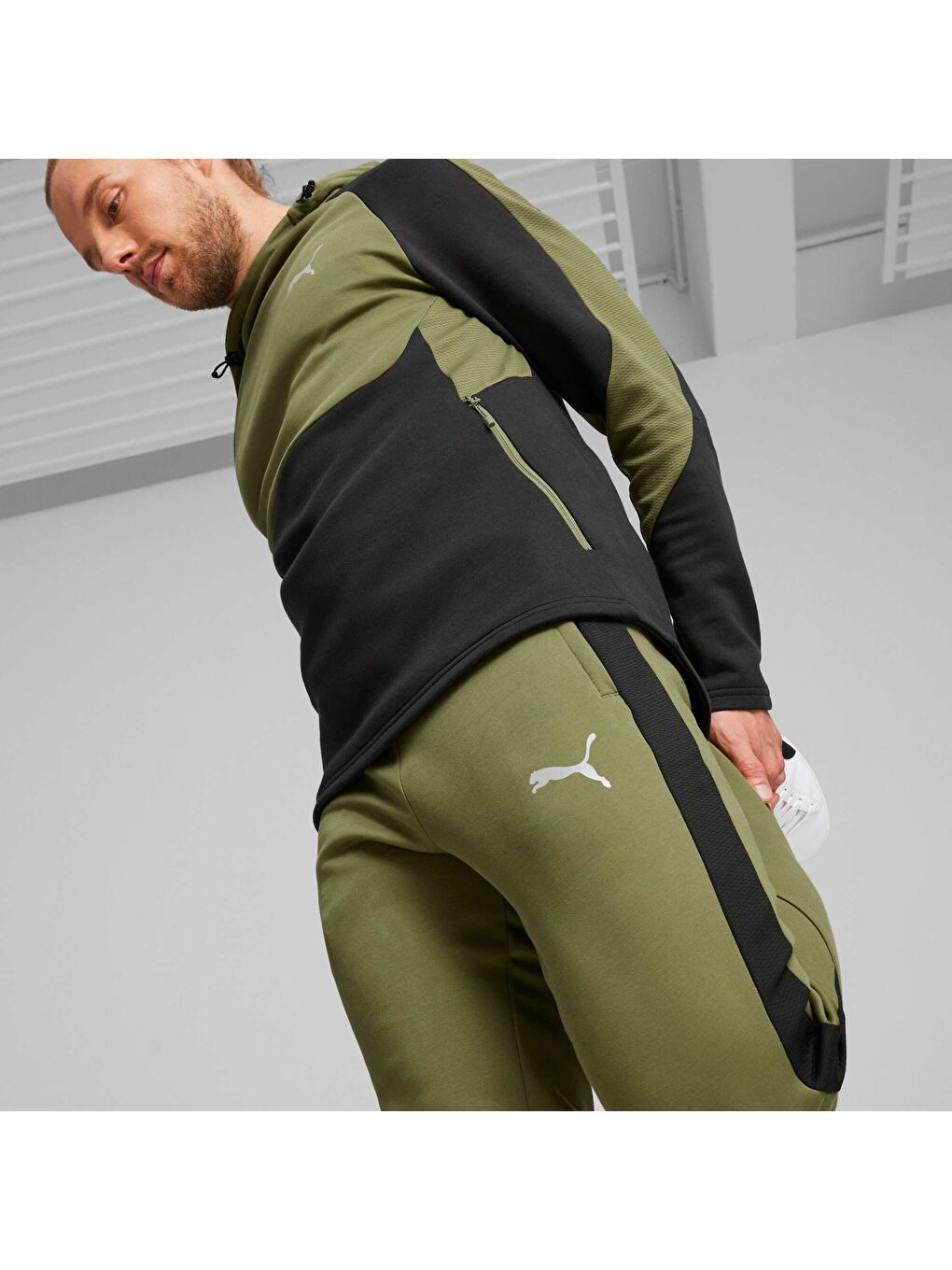 Yeşil EVOSTRIPE Erkek Eşofman Altı-4