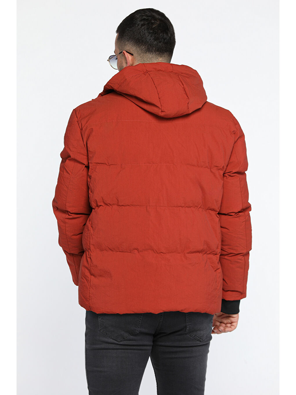 Kahverengi Kapüşonlu Astarlı Erkek Şişme Mont-2