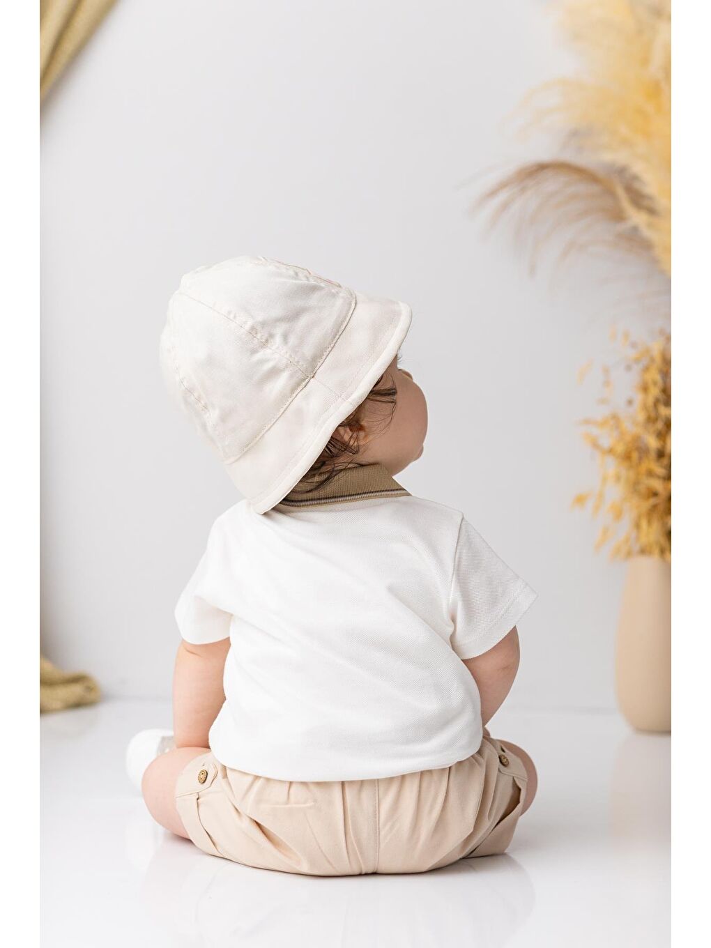 Erkek  Bebek Polo Yaka  T-Shirt - Ekru-1