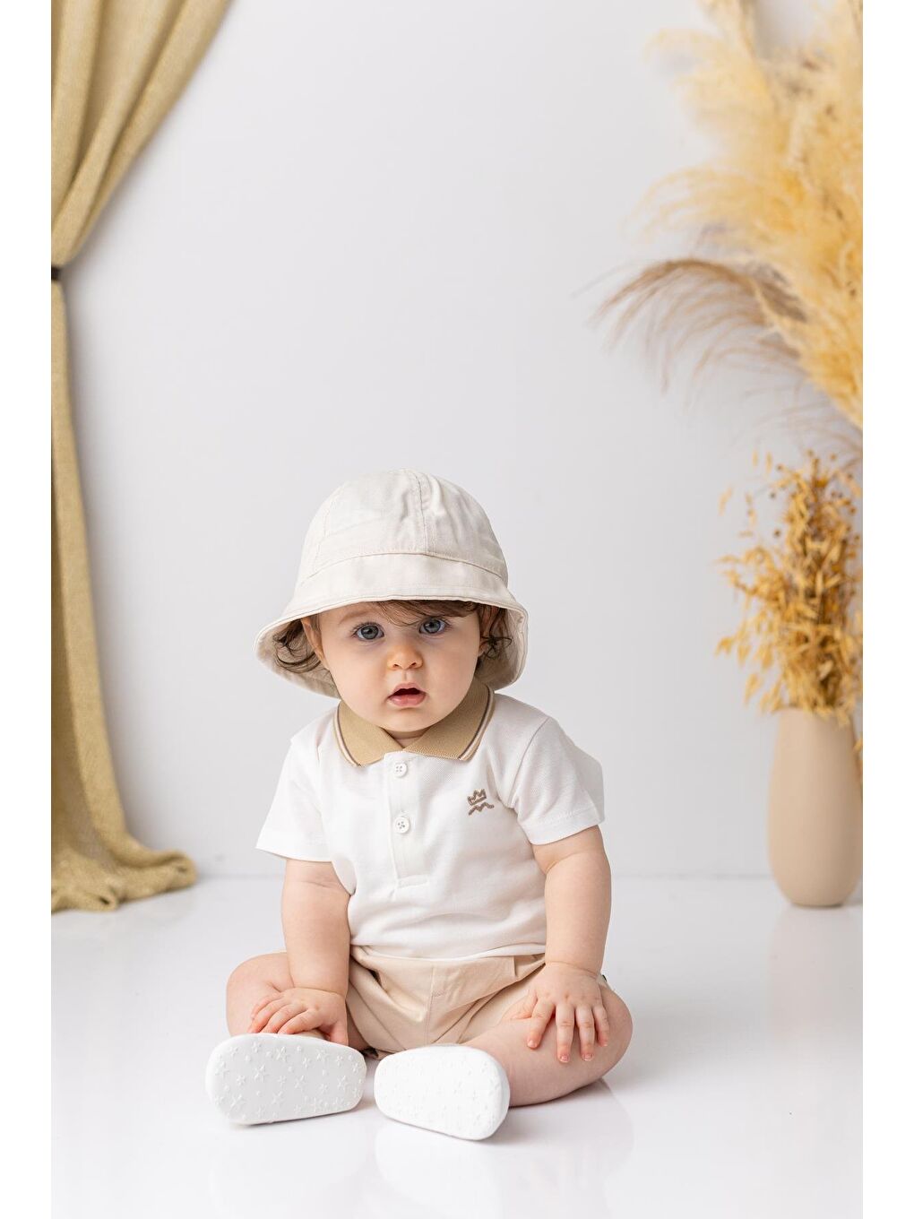 Erkek  Bebek Polo Yaka  T-Shirt - Ekru-2