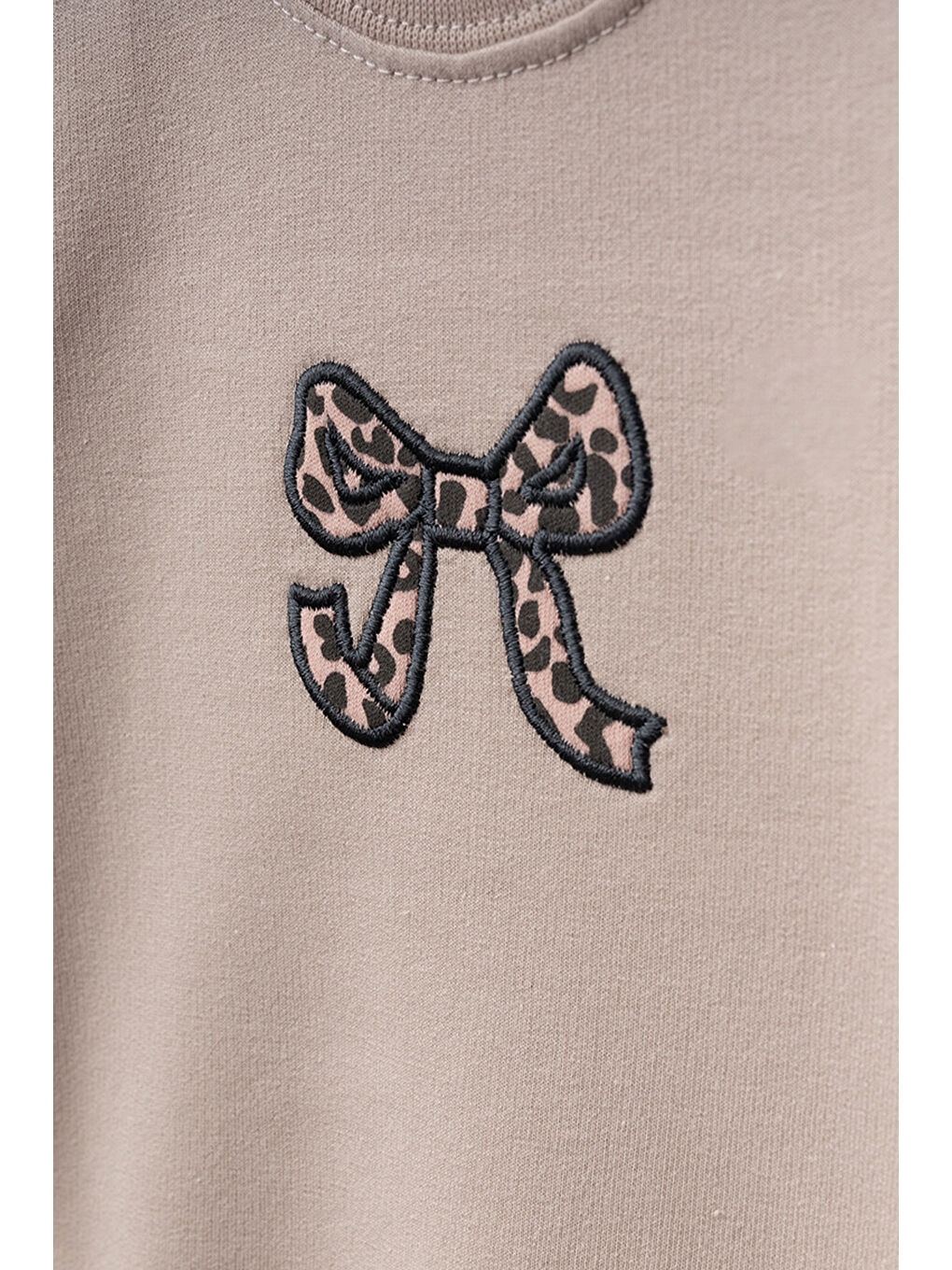 Bej Kız Bebek Nakışlı Sweatshirt Pantolon 2'li Alt Üst Bebek Takımı 3 Ay-36 Ay-1