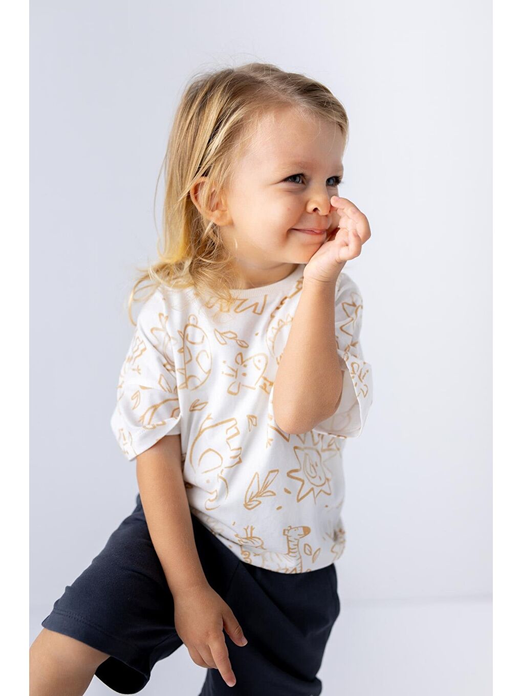 Ekru Erkek Bebek Hayvan Desenli T-Shirt