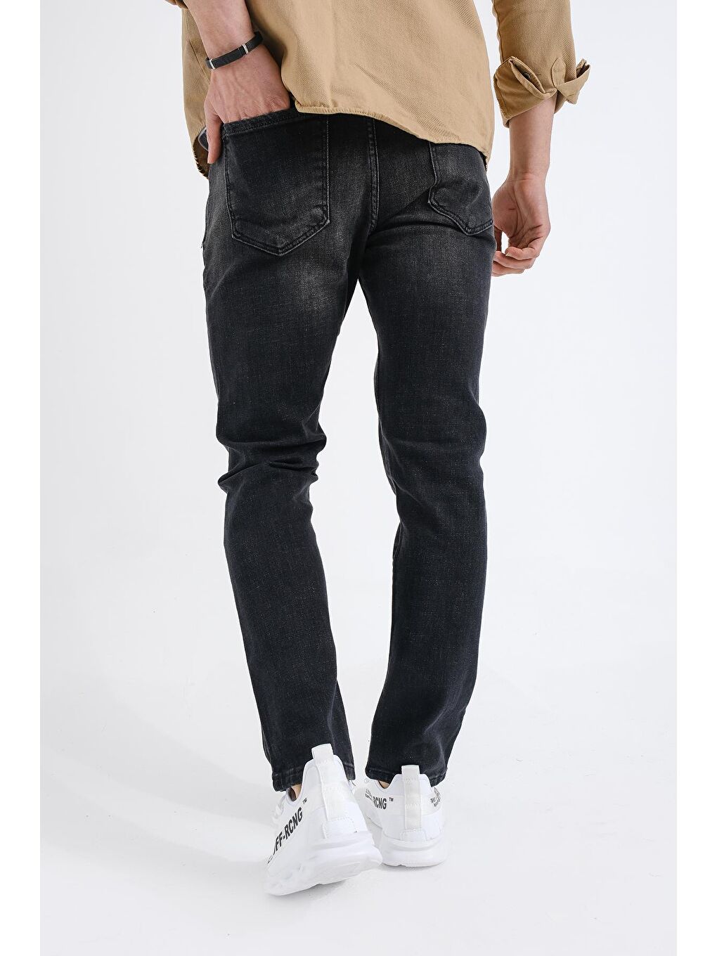 Gri Jethro Slim Fit Elastanlı Yıpratmalı Yamalı Erkek Jean Pantolon-2