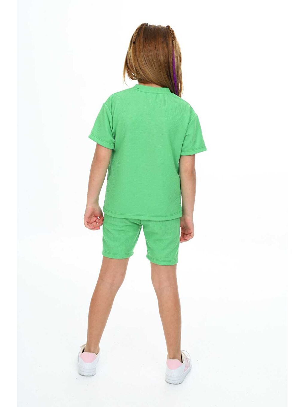 Yeşil Bisiklet Yaka Şortlu Kız Çocuk Şortlu Takım-4