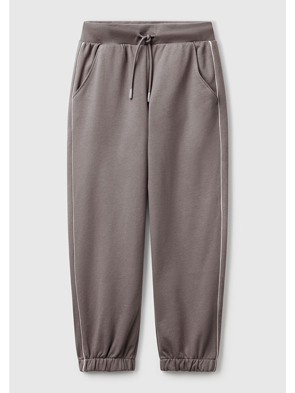 Kız Çocuk Antrasit Kontrastlı Logo Etiketli Büzgü İpli Eşofman Altı