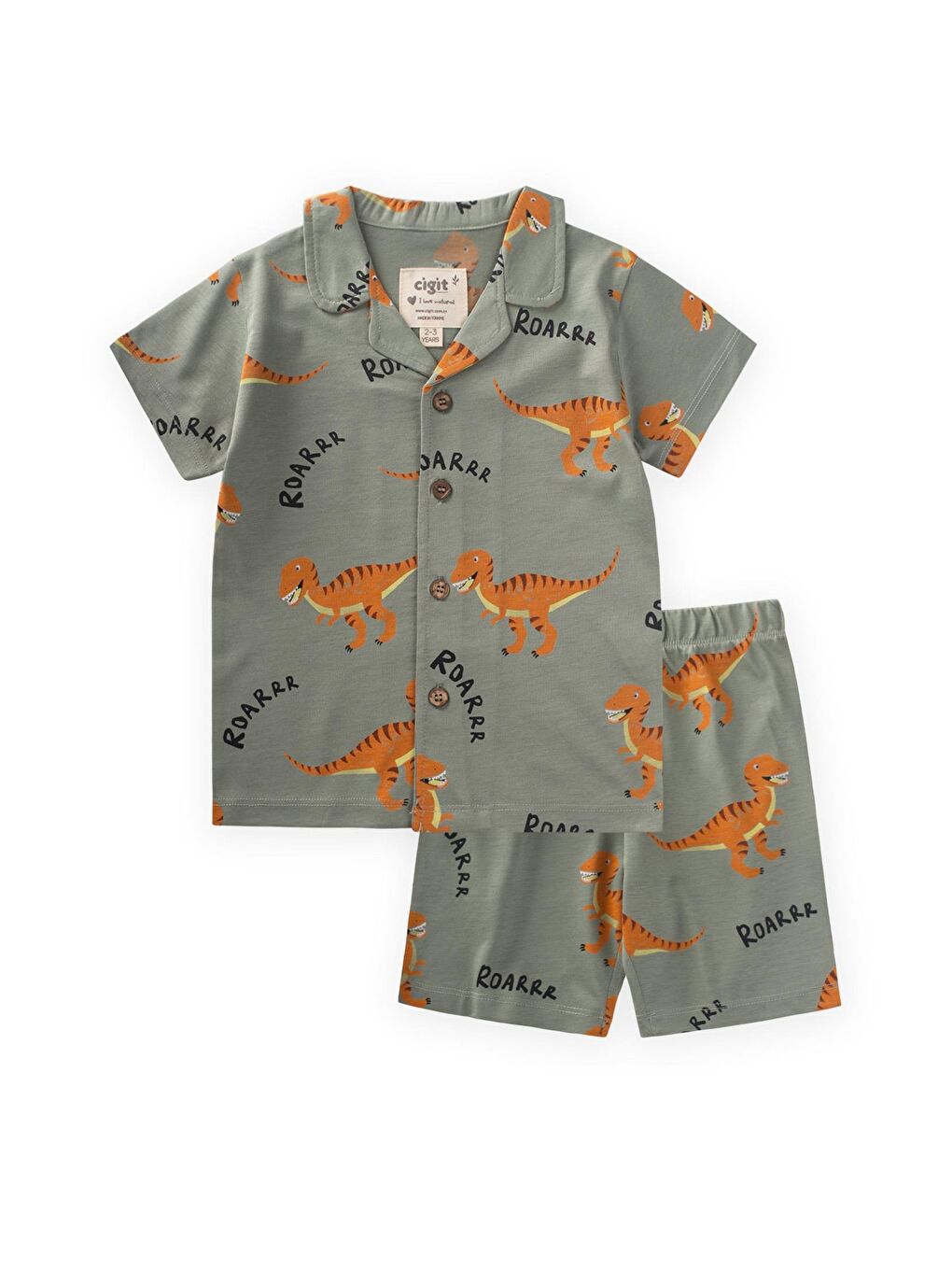 Yeşil Erkek Çocuk Baskılı Şortlu Pijama Takımı