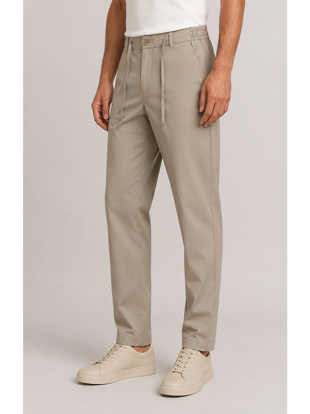 Erkek Beli Lastikli Comfort Fit Pantolon Bej 0170ddngr-1