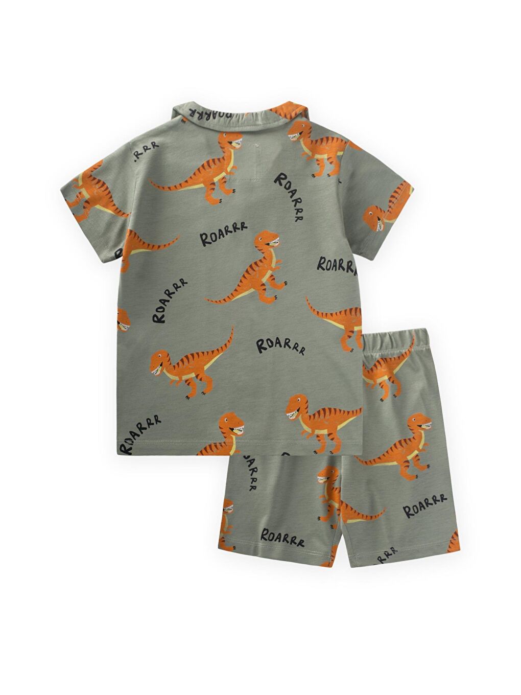 Yeşil Erkek Çocuk Baskılı Şortlu Pijama Takımı-1