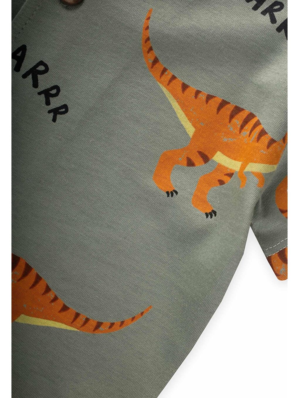 Yeşil Erkek Çocuk Baskılı Şortlu Pijama Takımı-2