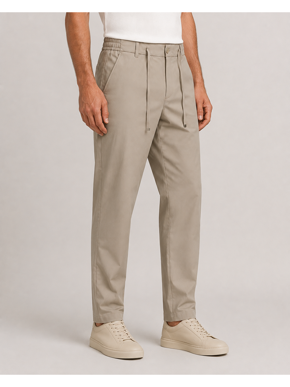 Erkek Beli Lastikli Comfort Fit Pantolon Bej 0170ddngr-2