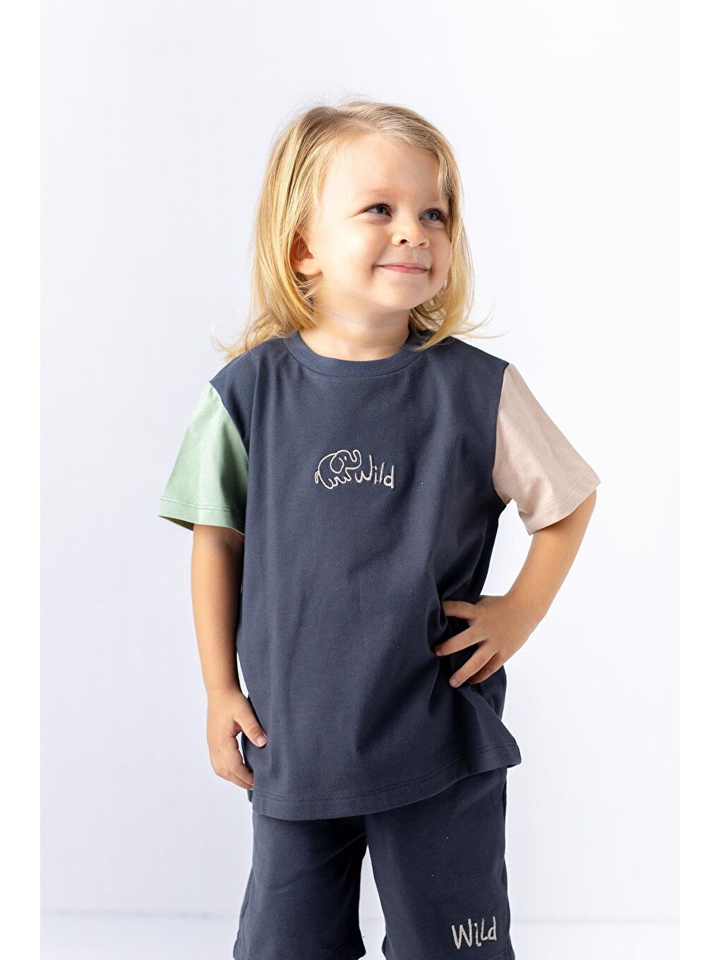 Gri Erkek Bebek Hayvan Nakışlı T-Shirt