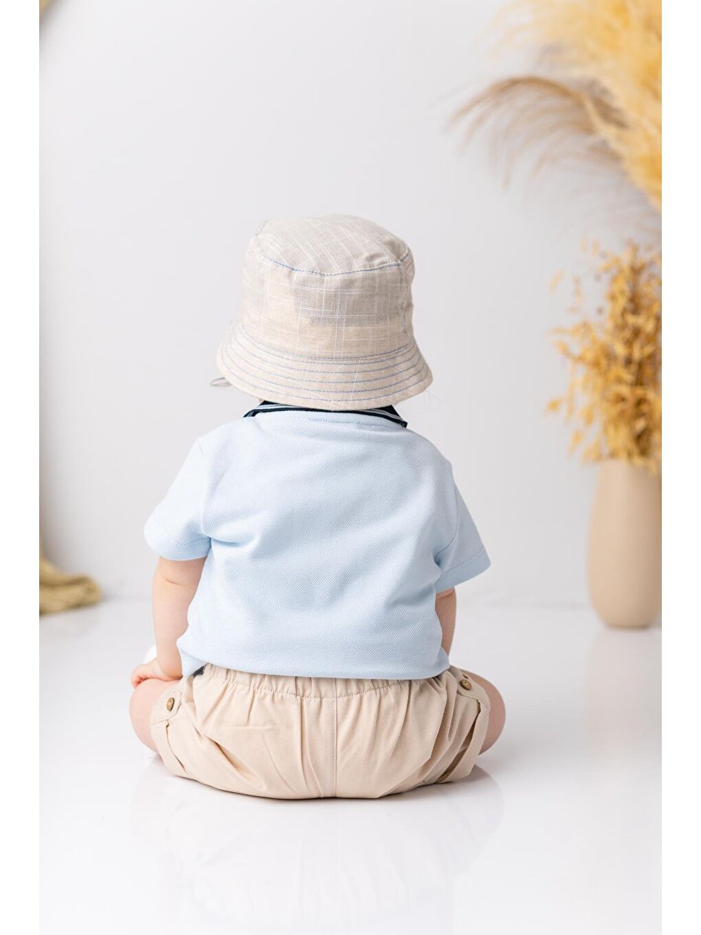 Erkek  Bebek Polo Yaka  T-Shirt - Açık Mavi-1