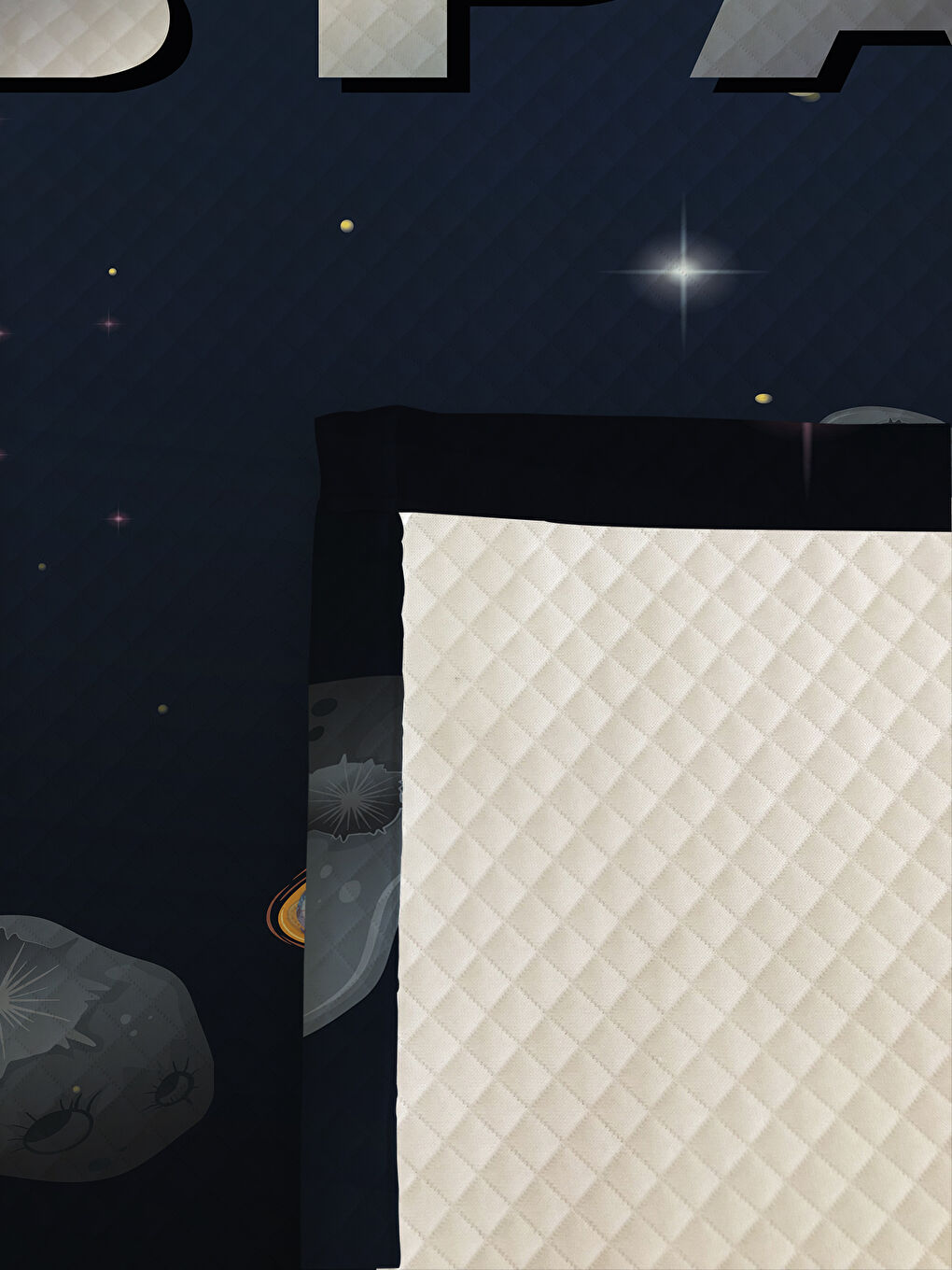 Karışık Astronot Desenli Çocuk Pike Takımı - 160x220 Cm Pike 50x70 Cm Yastık Kılıfı-1