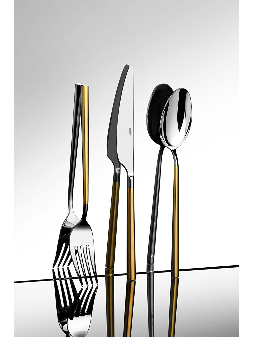 Sarı Gloria Altın Saten 12 Kişilik 84 Parça Deri Kutulu Çatal Kaşık Bıçak Takımı-4