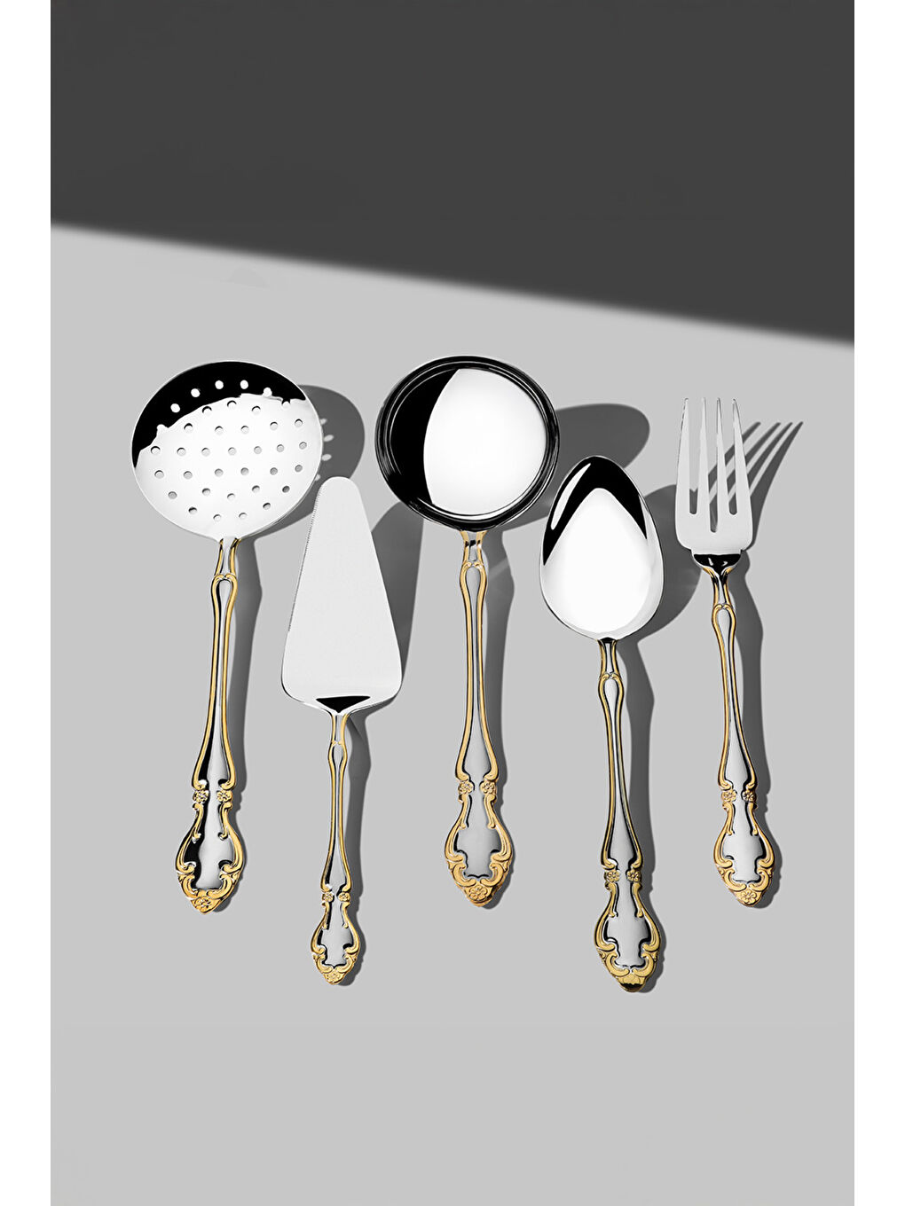 Sarı Adriana Altın Saten 12 Kişilik 89 Parça Kutulu Çatal Kaşık Bıçak Takımı-1