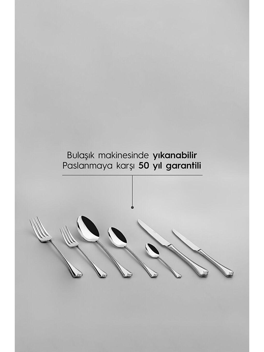 Gri Fulya Sade 12 Kişilik 84 Parça Deri Kutulu Çatal Kaşık Bıçak Takımı-3