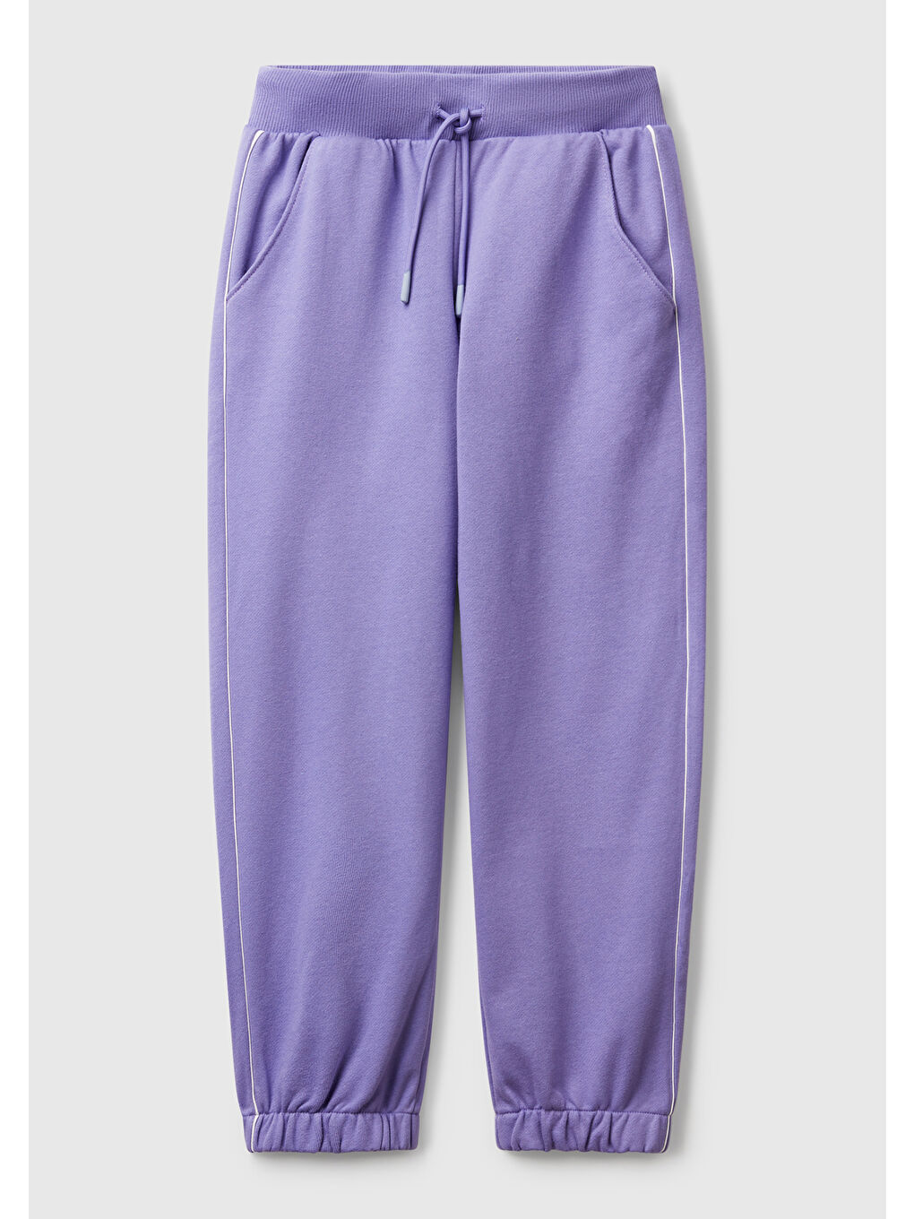 Kız Çocuk Mor Kontrastlı Logo Etiketli Büzgü İpli Eşofman Altı