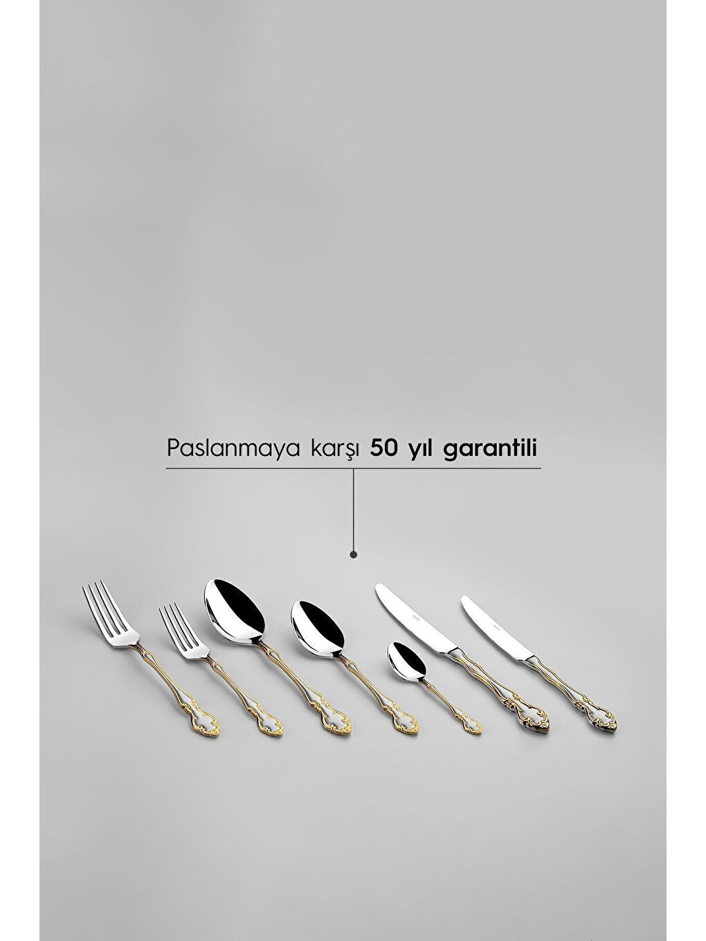 Sarı Adriana Altın Saten 12 Kişilik 89 Parça Kutulu Çatal Kaşık Bıçak Takımı-6