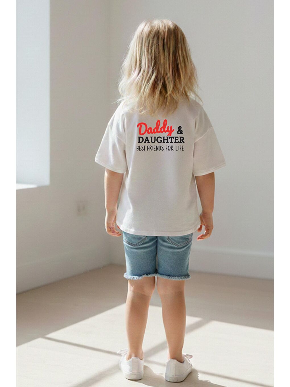 Bej Kız Çocuk Pamuklu Bisiklet Yaka Baskılı T-Shirt-1