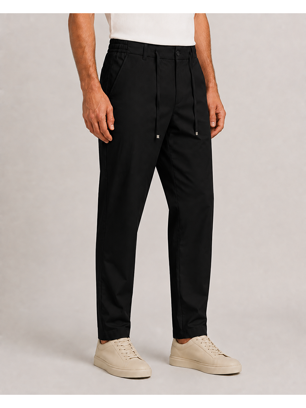 Erkek Beli Lastikli Comfort Fit Pantolon Siyah 0170ddngr-1