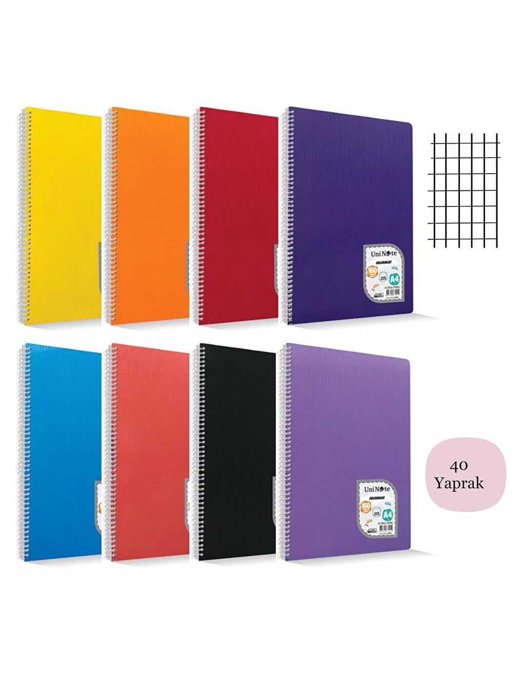 Çınar Colormaxi A4 40 Yaprak Plastik Kapak Spiralli Defter