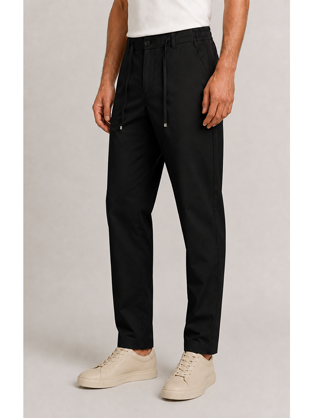 Erkek Beli Lastikli Comfort Fit Pantolon Siyah 0170ddngr-2
