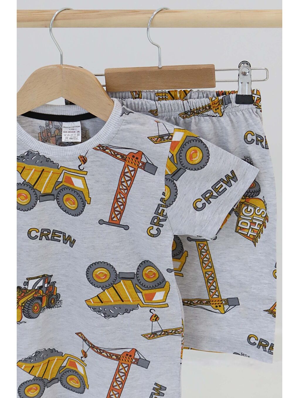 Erkek Çocuk Gri Baskılı Şortlu Takım - 27326-1