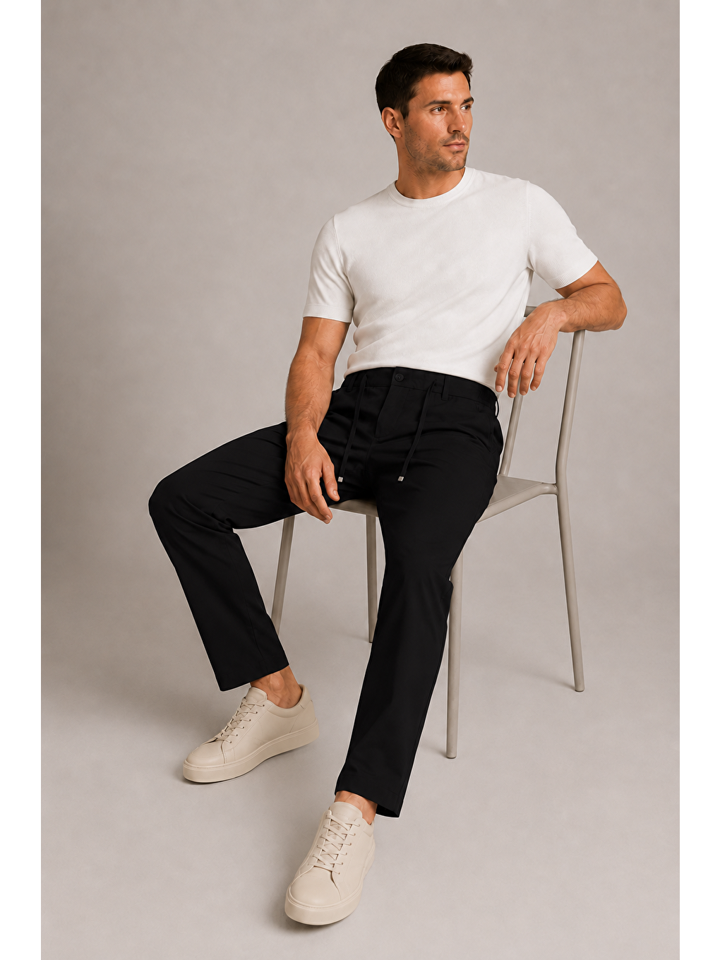 Erkek Beli Lastikli Comfort Fit Pantolon Siyah 0170ddngr-6