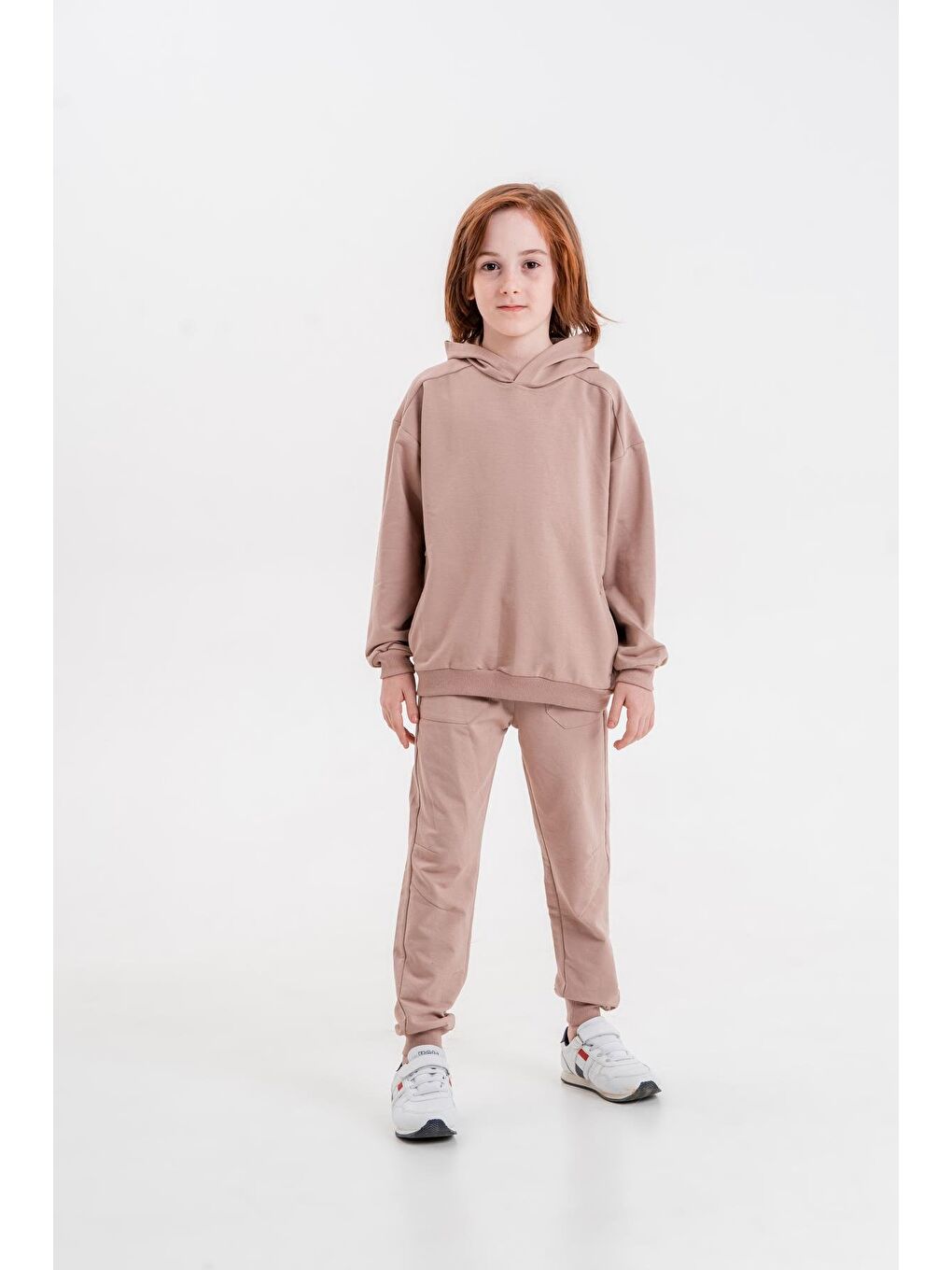 Mışıl Kids Pembe Basic Kapüşonlu Sweatshirt Eşofman Takımı