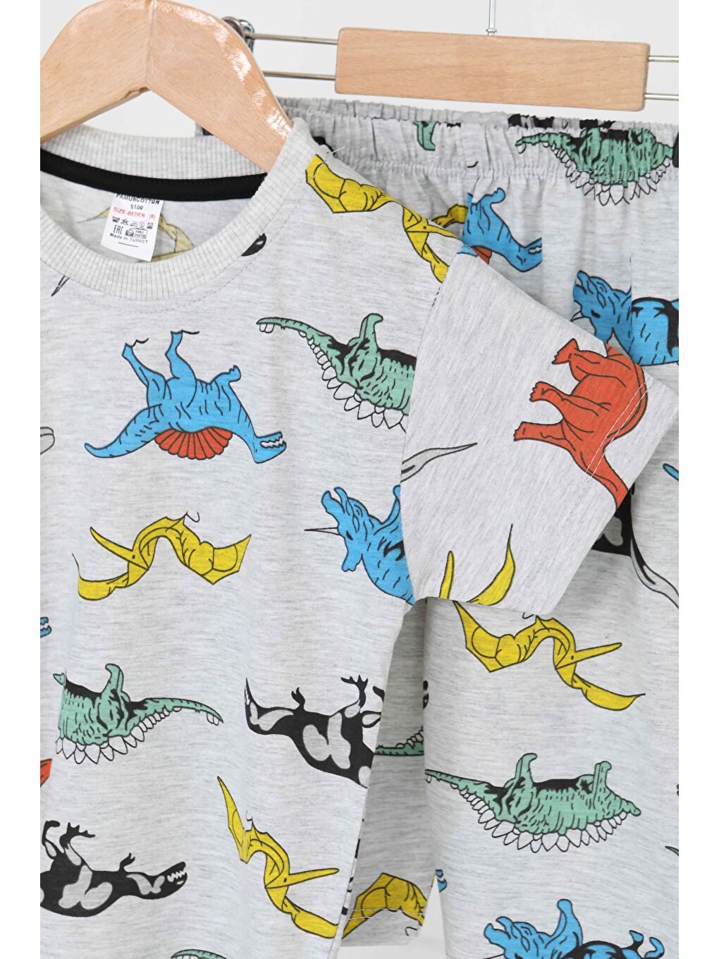 Erkek Çocuk Gri Desenli Şortlu Takım - 27167-1