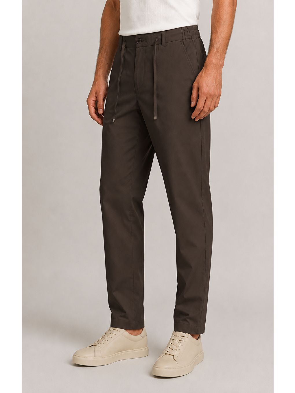 Erkek Beli Lastikli Comfort Fit Pantolon Kahverengi 0170ddngr-2