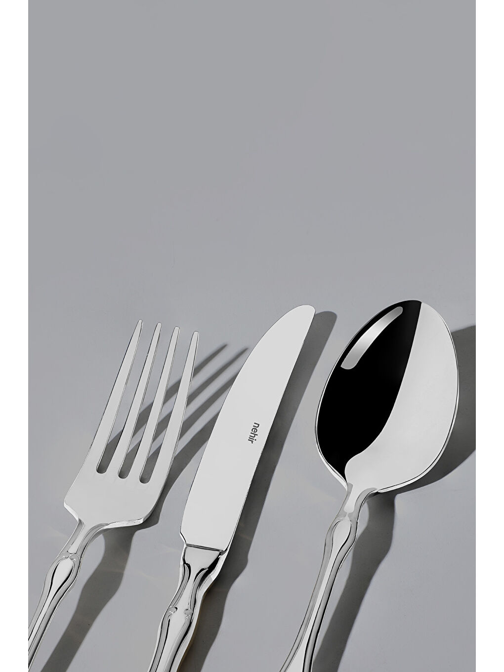 Gri Adriana Sade 12 Kişilik 84 Parça Deri Kutulu Çatal Kaşık Bıçak Takımı-1