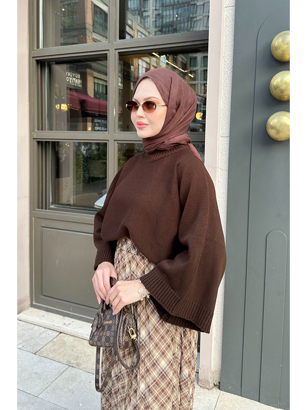 Kadın Dikiş Detay Etnik Desen Beli Lastikli Şifon Etek Yağ Yeşil-3