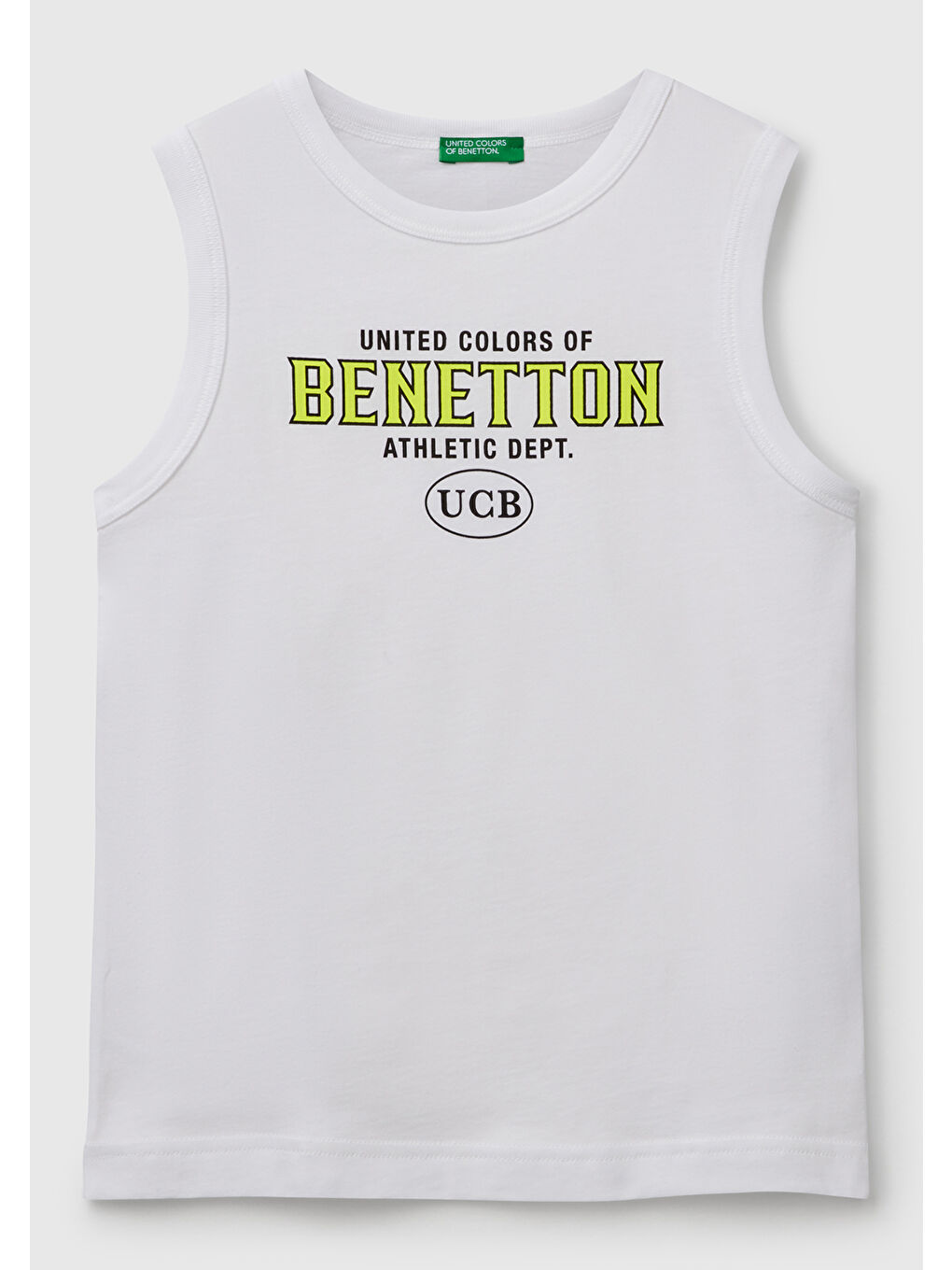 Erkek Çocuk Beyaz Benetton Logo Baskılı Atlet